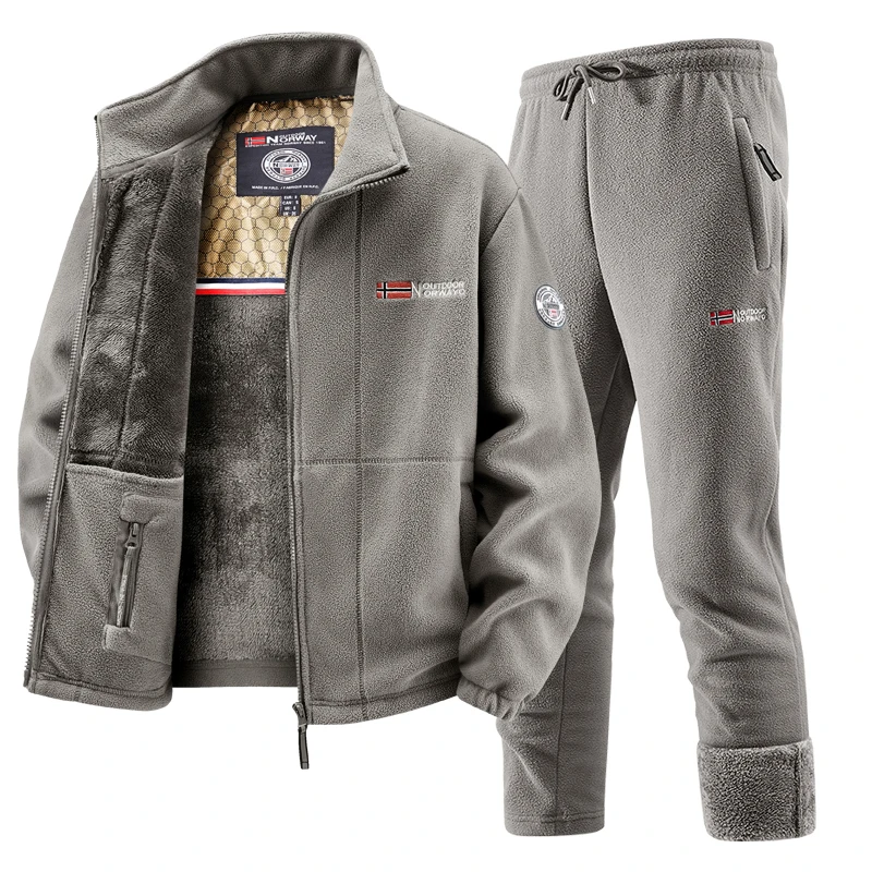 Winter Clothing Uae - Mens Winter Fleece Tracksuit Set Thickened