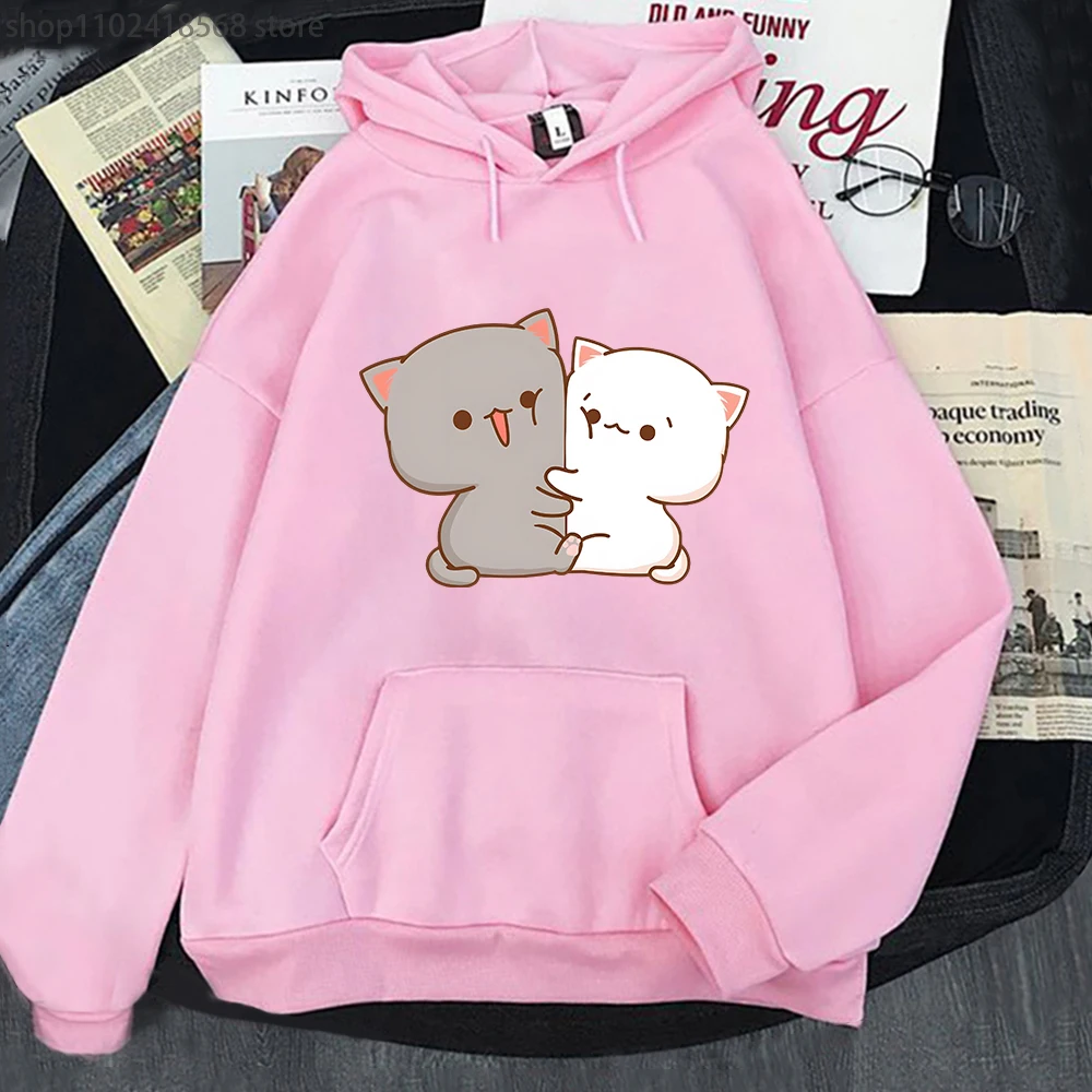 Winter Clothing Aesthetic - Kawaii Cat Hoodie Peach Funny Cute