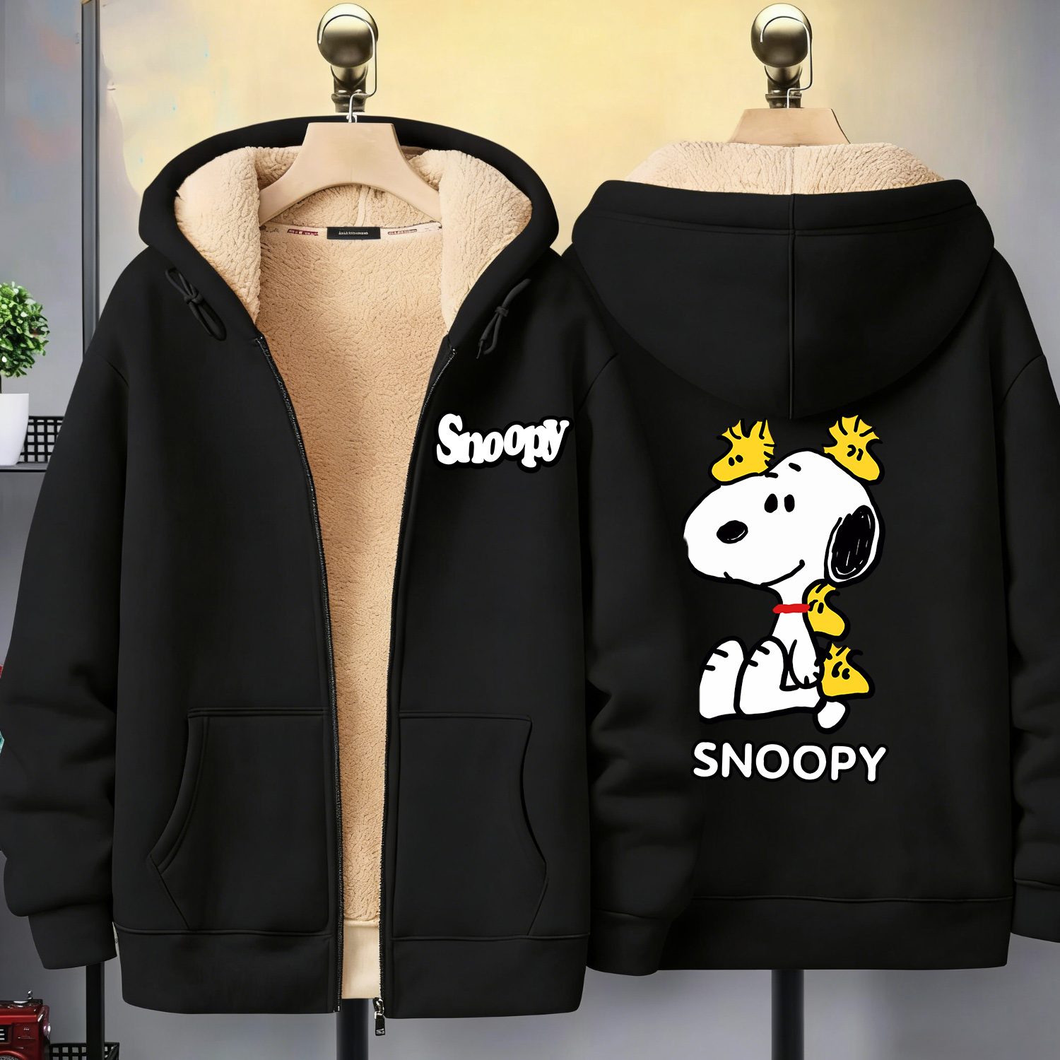 Snoopy Black Zip Hoodie Adult  - Winter Clothing Uae reseña y precio