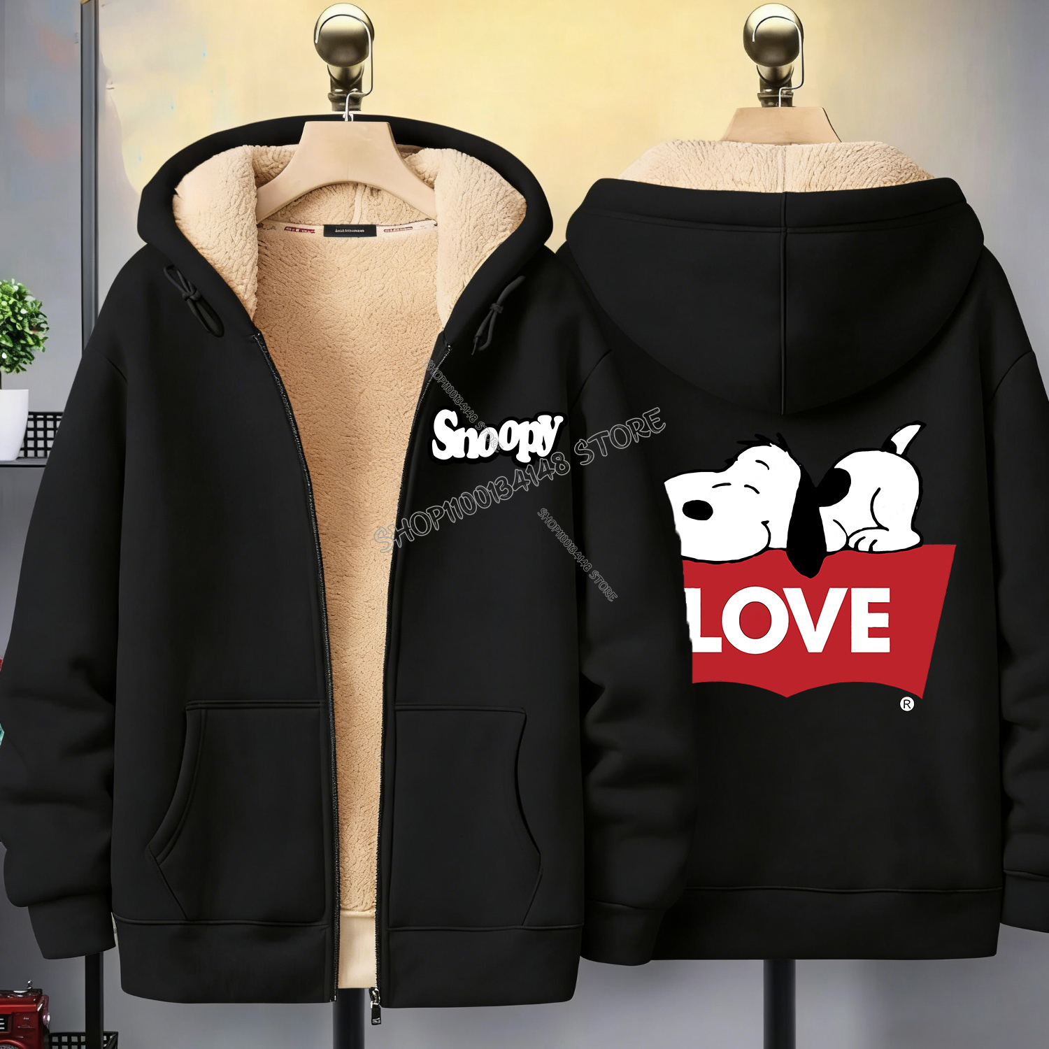 Snoopy Black Zip Hoodie Adult  - Winter Clothing Uae reseña y precio