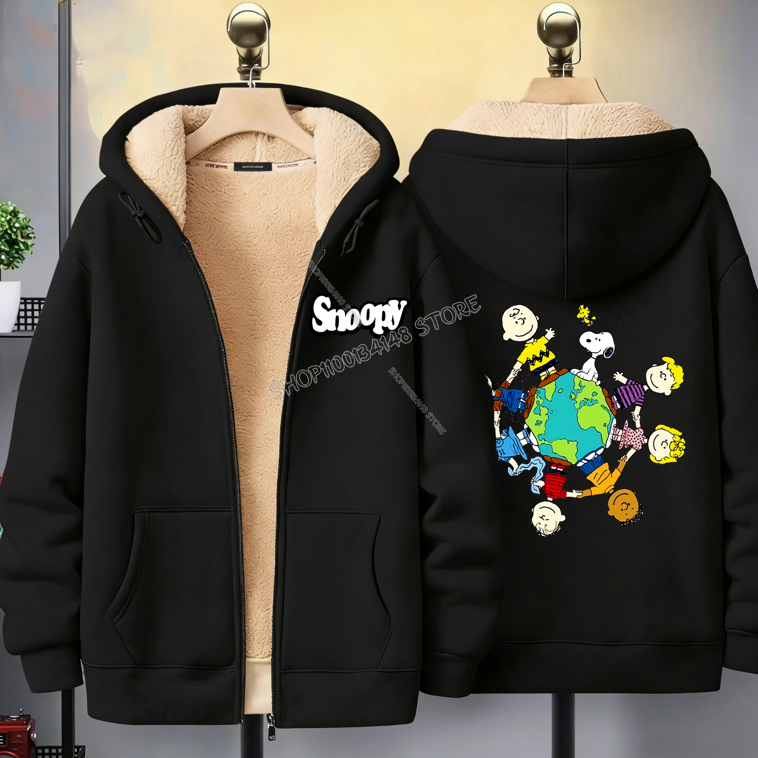 Snoopy Black Zip Hoodie Adult  - Winter Clothing Uae reseña y precio