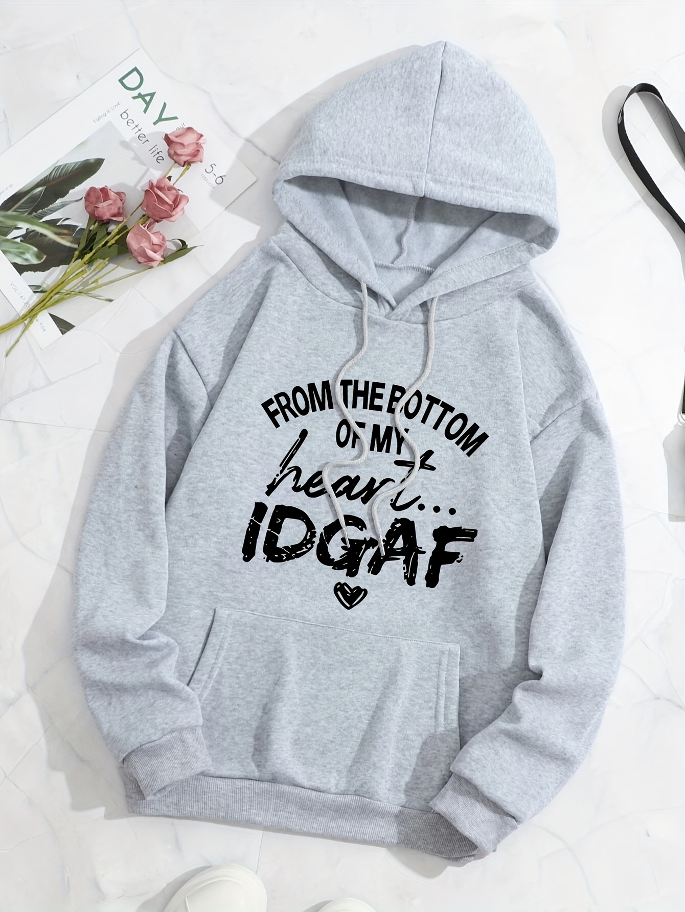Letter Print Hoodie Casual Poc - Winter Clothing Aesthetic reseña y precio