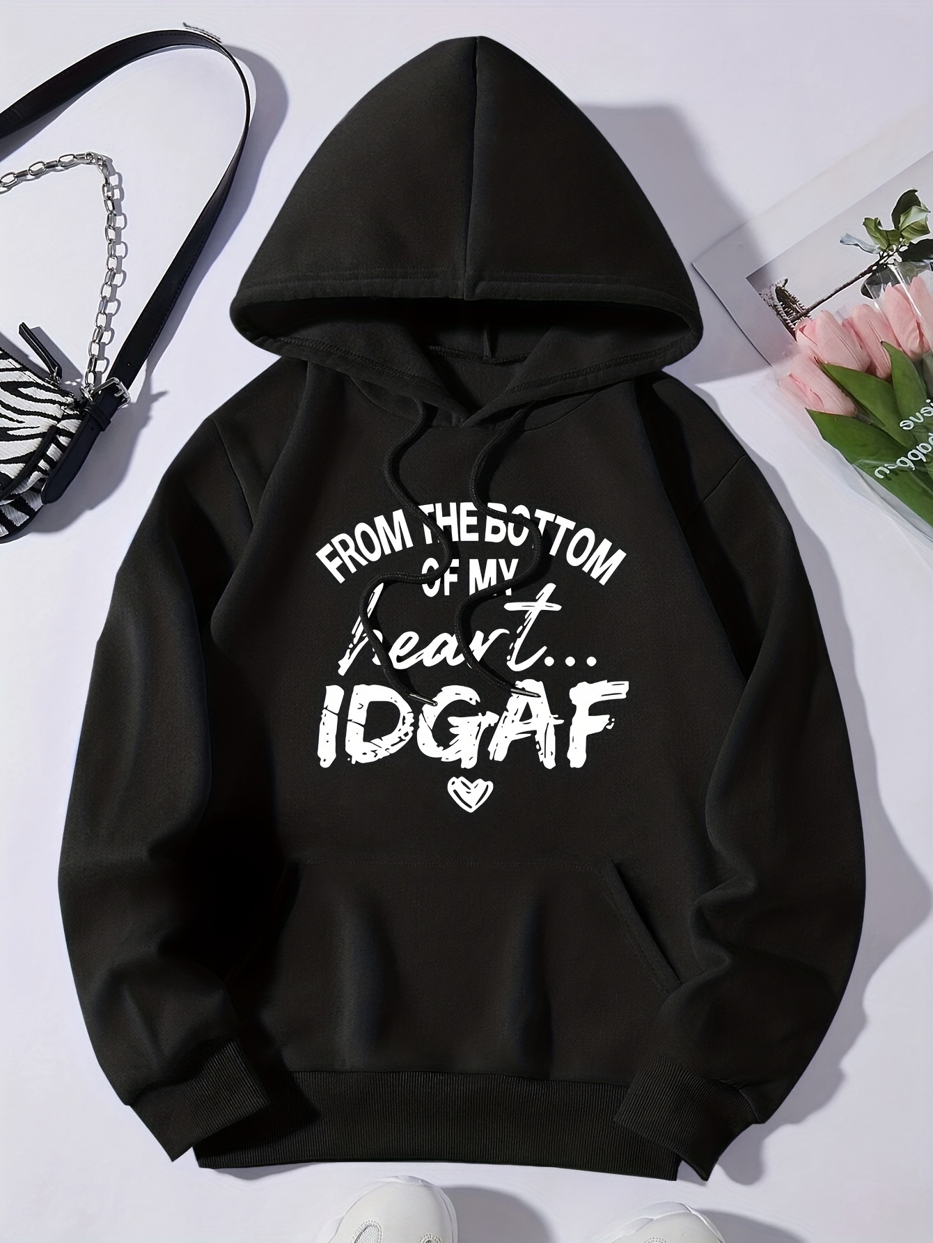Letter Print Hoodie Casual Poc - Winter Clothing Aesthetic reseña y precio