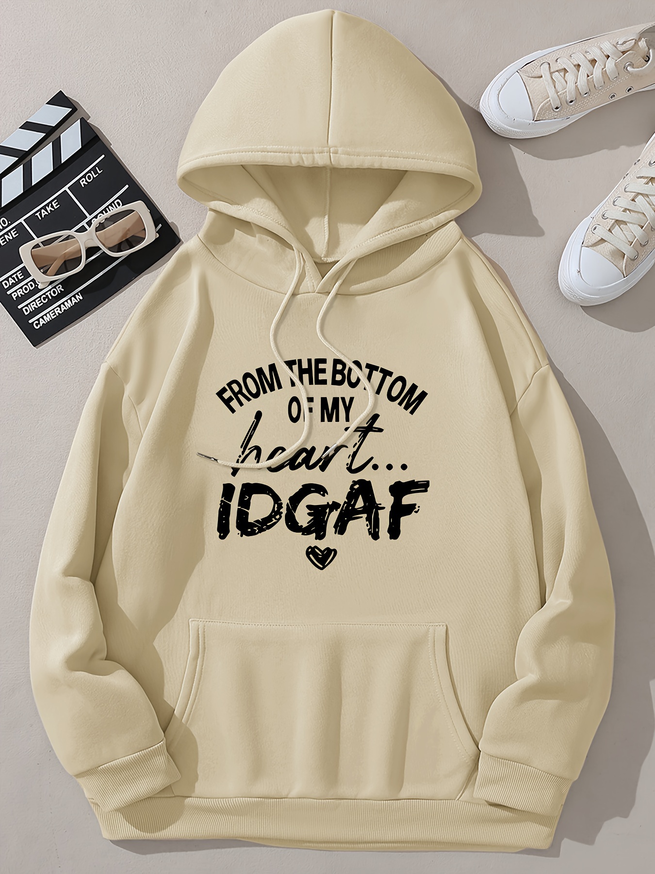 Letter Print Hoodie Casual Poc - Winter Clothing Aesthetic reseña y precio