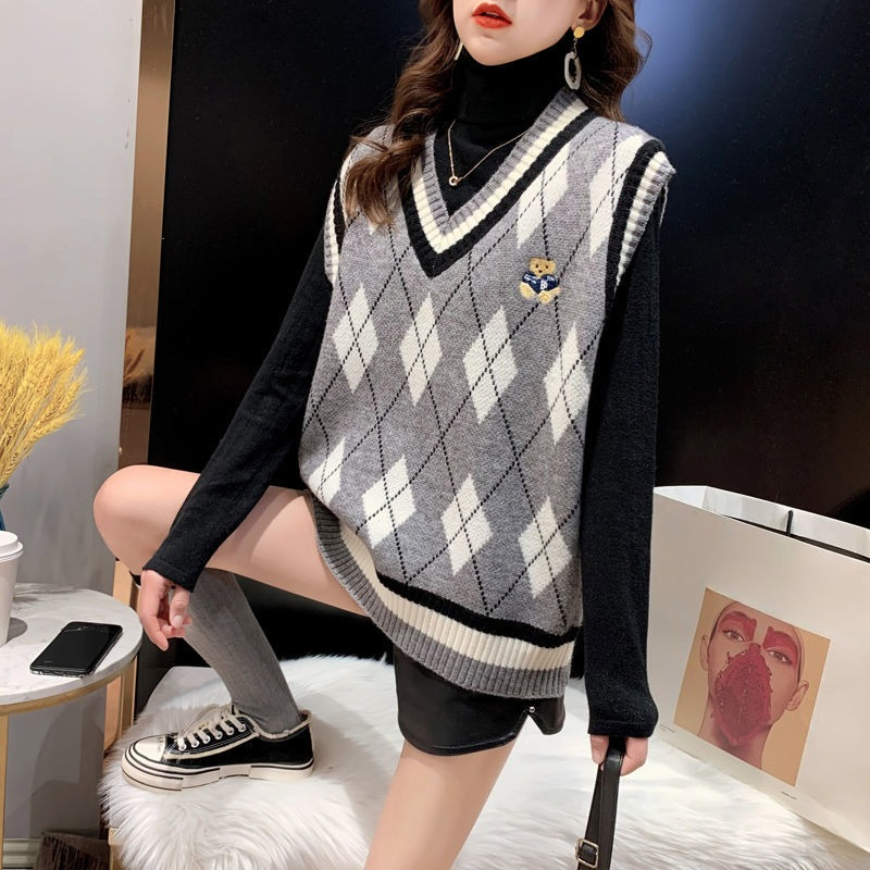 Red Knit Vests for Women Sleev - Winter Clothing Aesthetic reseña y precio