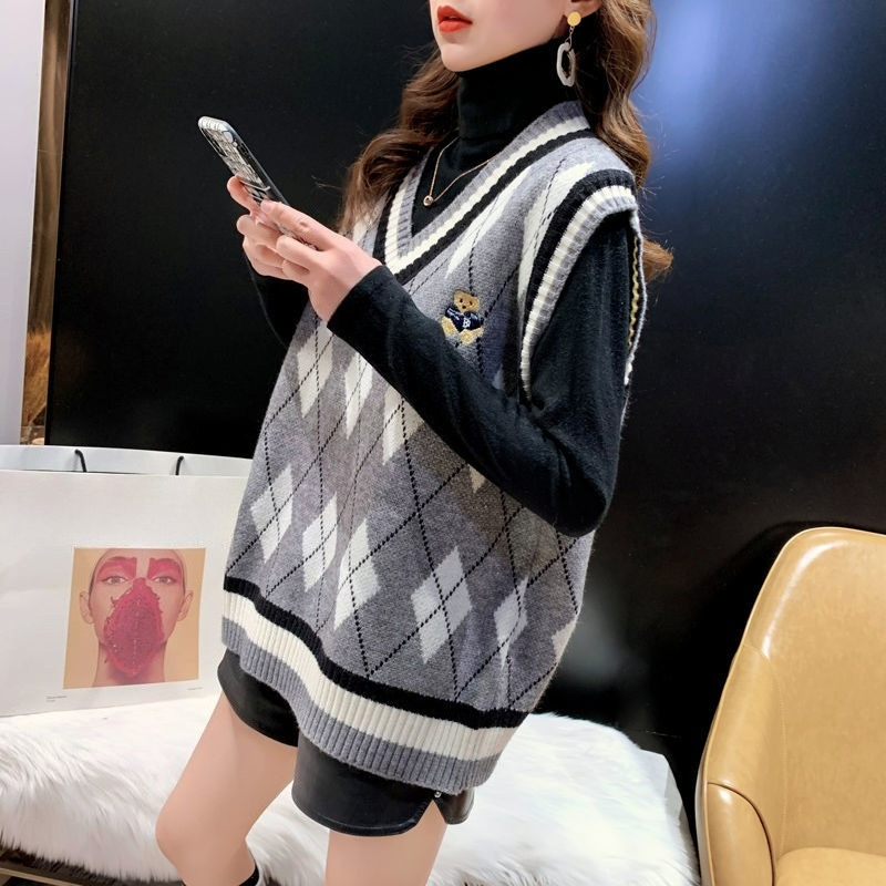 Red Knit Vests for Women Sleev - Winter Clothing Aesthetic reseña y precio