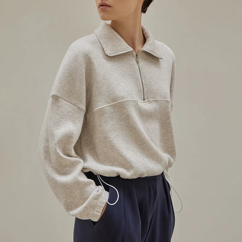 Cotton Waffle Zip Up Hoodies K - Winter Clothing Aesthetic reseña y precio
