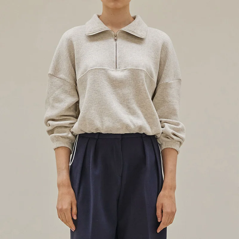 Cotton Waffle Zip Up Hoodies K - Winter Clothing Aesthetic reseña y precio