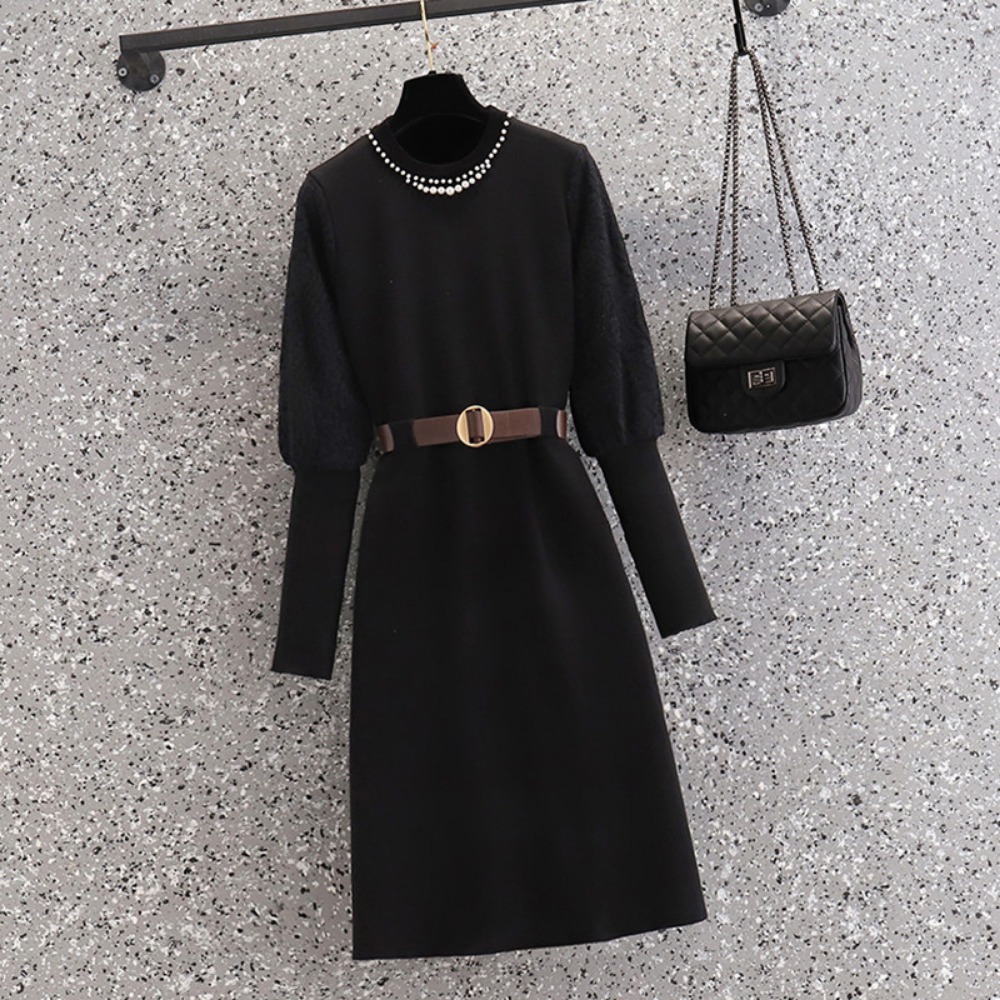 casual Elegant Beading Knit Sp - Winter Clothing For Plus Size Women reseña y precio