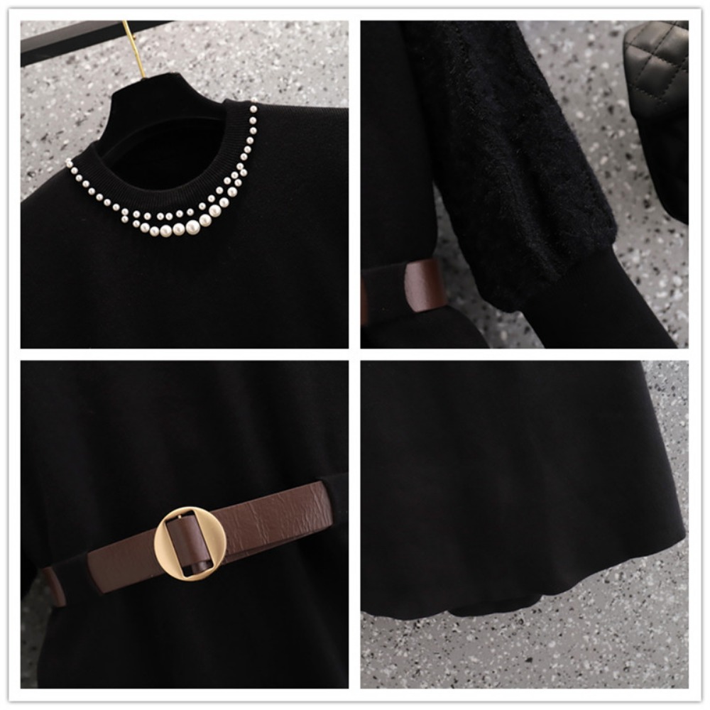 casual Elegant Beading Knit Sp - Winter Clothing For Plus Size Women reseña y precio