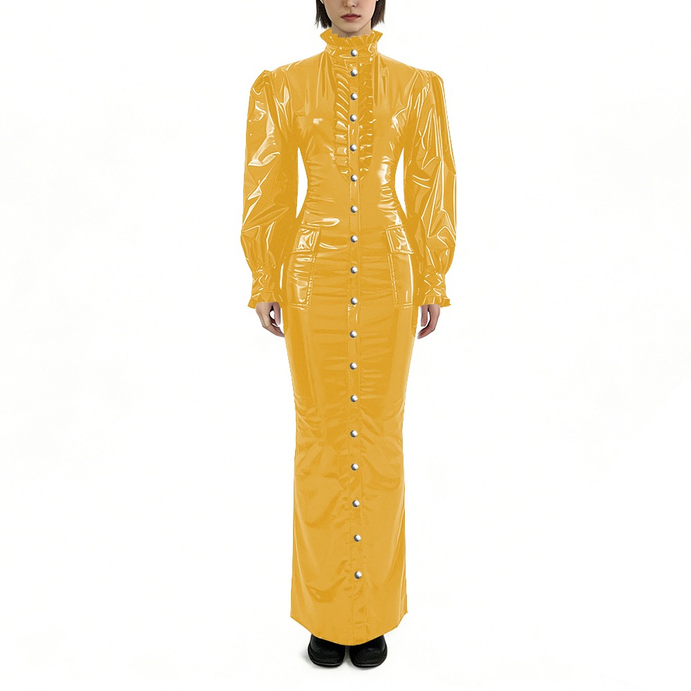 Glossy PVC Long Pencil Dress P - Winter Clothing For Plus Size Women reseña y precio