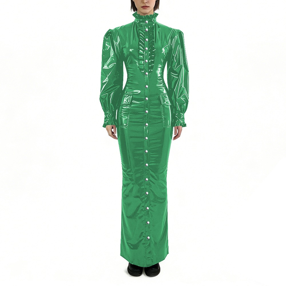Glossy PVC Long Pencil Dress P - Winter Clothing For Plus Size Women reseña y precio