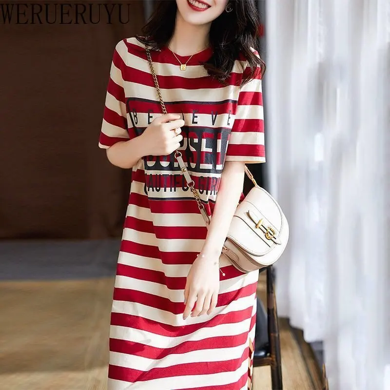 Striped Print Short Sleeve Mid - Winter Clothing Aesthetic reseña y precio