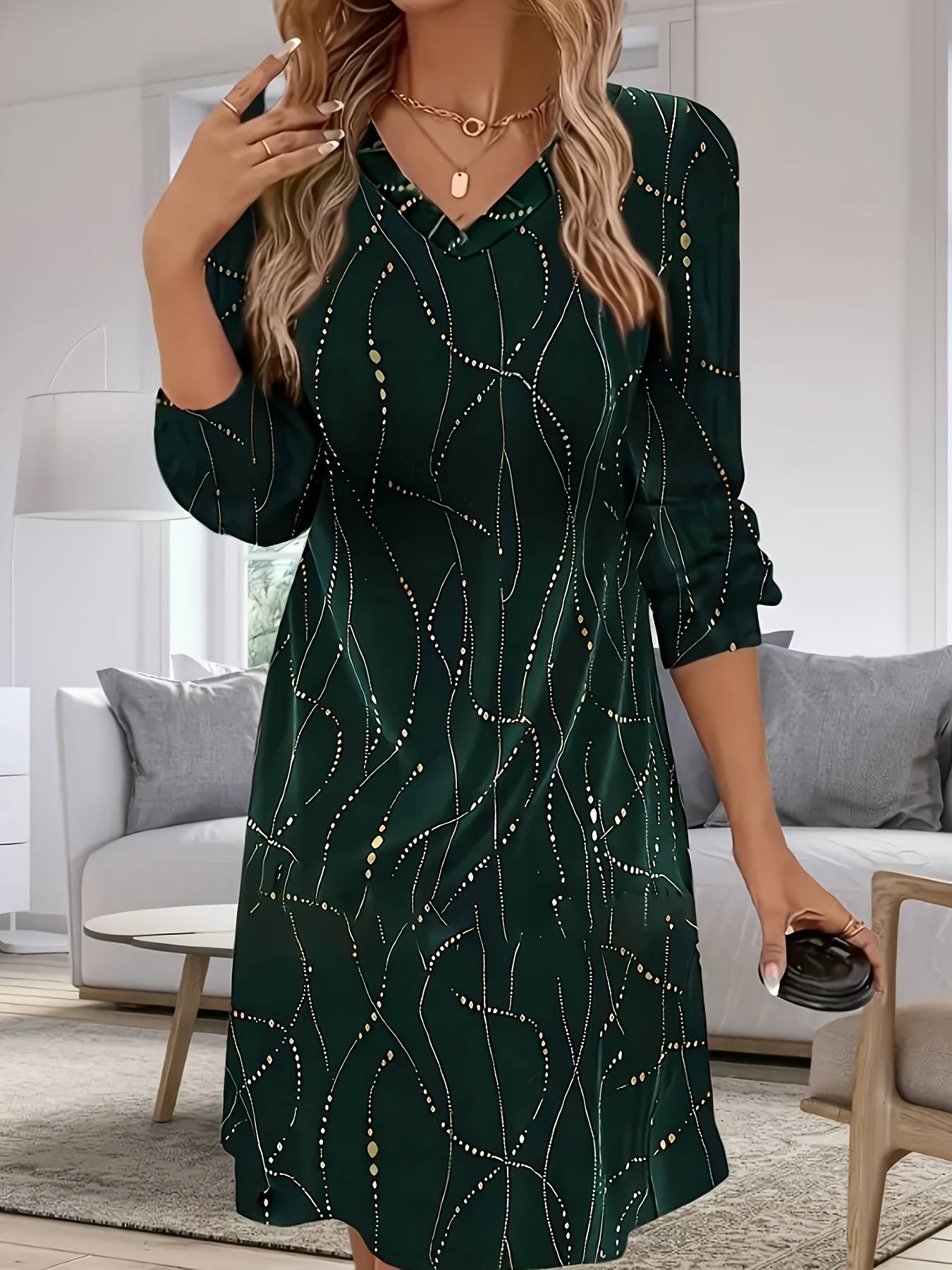 plus Size Velvet Golden Print  - Winter Clothing For Plus Size Women reseña y precio