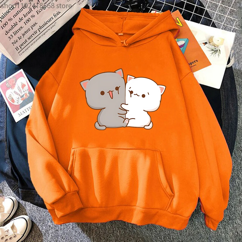 Kawaii Cat Hoodie Peach Funny  - Winter Clothing Aesthetic reseña y precio