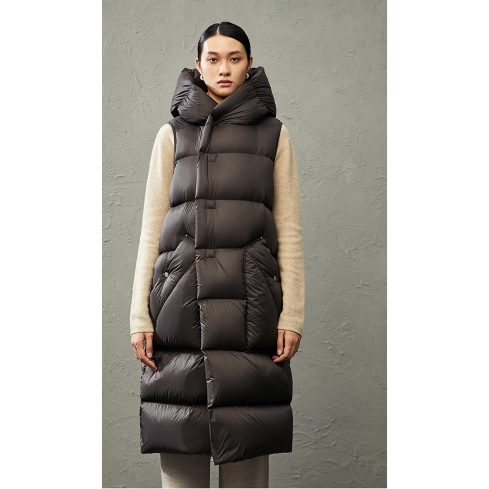 Women's Monochromatic Hooded L - Down Vest Ultralight reseña y precio