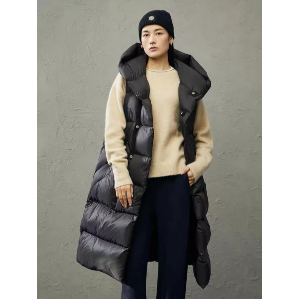 Women's Monochromatic Hooded L - Down Vest Ultralight reseña y precio
